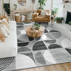 MUJOO Washable Rug 8x10,Large Area Rugs for Living Room Bedroom Dining Room,Boho Throw Floor Carpet Non Slip Soft Modern Abstract Black and Grey