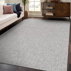 Beverly Rug Easy Jute Gray Rug 6x9 Solid Washable Durable Outdoor Indoor Area Rugs for Living Dining Room Patio Office Stain Resistant Non Shedding Casual Indoor Outside Carpet (6 x 9 Gray)