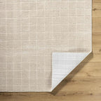 Livabliss x Our PNW Home Cascade Minimalist Grid Area Rug, 6'7" x 9', Light Beige