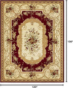 Unique Loom Versailles Collection Traditional Classic Floral Motif Area Rug (10' 0 x 13' 0 Rectangular, Burgundy/ Ivory)