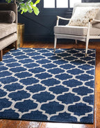 Rugs.com Lattice Collection Rug – 7' x 10' Dark Blue Medium Rug Perfect for Bedrooms, Dining Rooms, Living Rooms