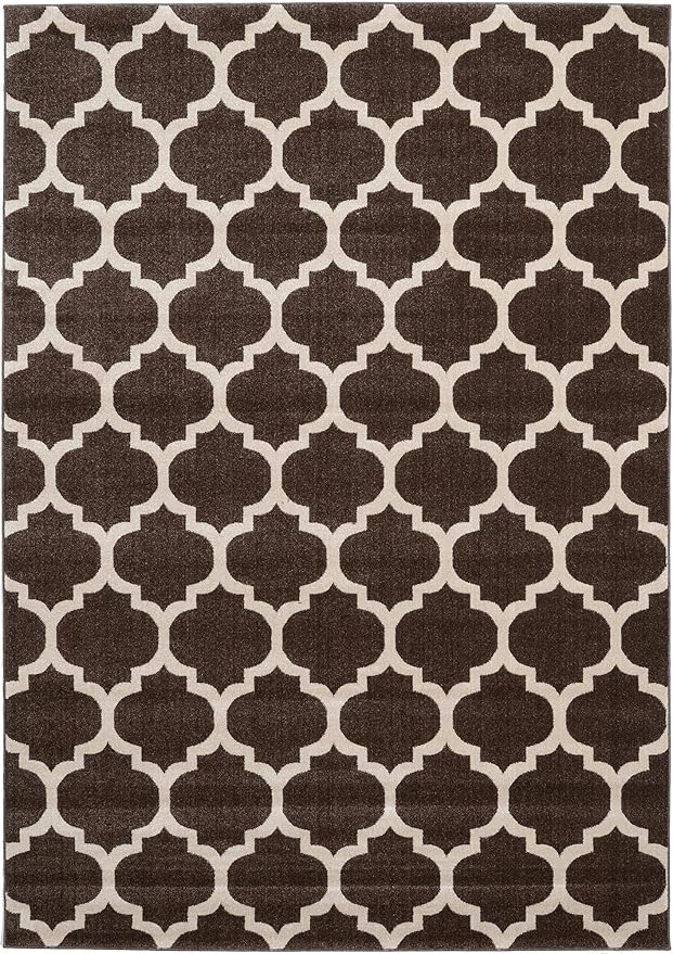 Rugs.com Lattice Collection Rug – 7' x 10' Chocolate Brown Medium Rug Perfect for Bedrooms, Dining Rooms, Living Rooms