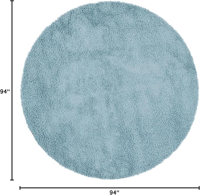 Unique Loom Davos Shag Collection Area Rug - Solid (7' 10" Round, Aqua)