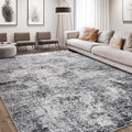 Area Rug Living Room Rugs - 7x10 Washable Large Soft Indoor Neutral Modern Abstract Low Pile Rug Carpet for Bedroom Dining Room Farmhouse Home Office - Grey