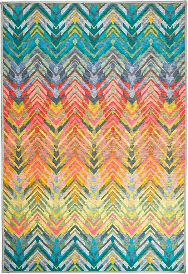 Dash & Albert Seneca Multi Machine Washable Rug, 5 X 8 Feet, Multi Graphic Pattern