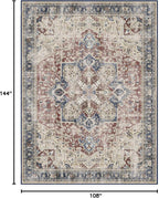 RUGGABLE Washable Vintage Area Rug – Kamran Royal Blue 9x12, Stain-Resistant, Non-Slip – Large Machine Washable Rugs for Living Room, Bedroom, Hallway, Entryway & Office–with Cushioned Pad