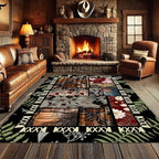 Vintage Jungle Floral Area Rug 4x5ft, Tropical Leaf Print Low Pile Carpet, Washable Non-Slip & Soft Mat for Bedroom, Living Room, Dining Room, Playroom