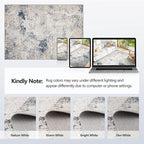 5x7 Washable Area Rugs - Modern Abstract Rugs for Living Room Non-Slip Low Pile Soft Machine Washable Carpet for Bedroom, Dining Room, Nursery, Home Office, Farmhouse (5'x7' Beige Blue)