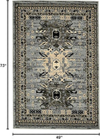 Unique Loom Taftan Collection Border Geometric Tribal Inspired Design Area Rug (4' 0 x 6' 0 Rectangular, Gray/ Black)