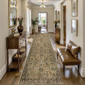 Tangsoo Brown Hallway Runner Rugs 2.6x14 Washable Runner Rug for Hallways, Non Slip Floral Vintage Soft Low Pile 14ft Long Rug Runner, Print Carpet Runners for Kitchen Bedroom Entryway Living Room