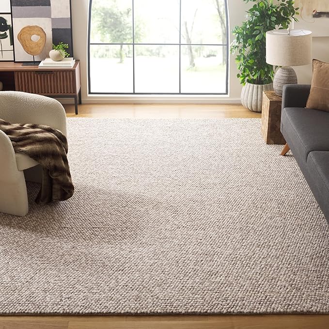 SAFAVIEH Area Rug 10x14 - Natura Collection - Large - Beige, Handmade Wool Blend, Textured Design, Ideal for Living Room, Bedroom, Dining Space (NAT620B)