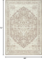Bloom Rugs Washable Non-Slip 4' x 6' Rug - Light Brown Traditional Medallion Area Rug for Living Room, Bedroom, Dining Room, and Kitchen - Exact Size: 4' x 6'
