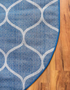 Rugs.com Lattice Frieze Collection Rug – 8' x 10' Oval Navy Blue Medium Rug Perfect for Living Rooms, Large Dining Rooms, Open Floorplans