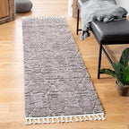SAFAVIEH Marrakech Collection Area Rug - 6'7" Square, Grey, Moroccan Boho Tribal Tassel Design, Non-Shedding & Easy Care, Ideal for High Traffic Areas in Living Room, Bedroom (MRK517F)