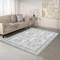 Fame Living Faded Oushak Rug, Turkish Vintage Floral Pastel Large Oversized Area Rugs for Living Room Dining Bedroom Kitchen Bathroom Nursery (848BrCr, 5'9" x 8'9")