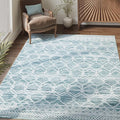 jinchan 3x5 Area Rugs for Entryway - Machine Washable Modern Rug Kitchen Stain Resistant Non-Slip Ultra-Thin Low-Pile Geometric Carpet for Entrance Bedroom Living Room (3x5ft, Teal Blue)