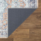Bloom Rugs Washable Non-Slip 8' x 10' Rug - Peach/Blue Traditional Area Rug for Living Room, Bedroom, Dining Room, and Kitchen - Exact Size: 8' x 10'
