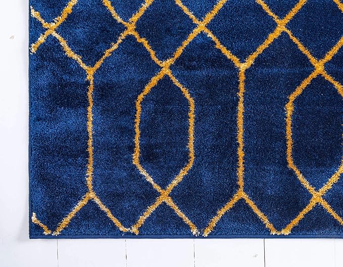 Unique Loom Marilyn Monroe Glam Collection Area Rug - Trellis (4' 1' x 6' 1' Rectangle, Navy Blue Gold/ Gold)