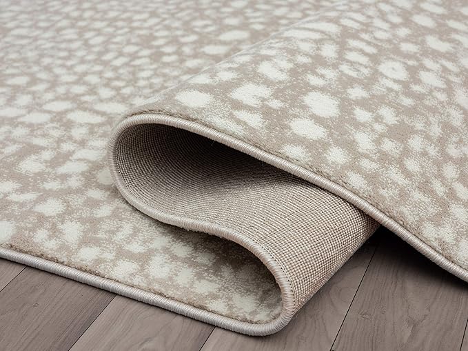 Abani Beige Cheetah Print Area Rug Rugs, Arto Collection - Contemporary Durable Accent Rug (8'11"'x12')