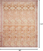 Loloi Layla Collection LAY-16 Natural/Spice 7'-6" x 9'-6" .13" Thick Area Rug, Soft, Durable, Vintage Inspired, Distressed, Low Pile, Non-Shedding, Easy Clean, Printed, Living Room Rug