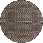 Unique Loom Outdoor Trellis Collection Area Rug - Tribal Trellis (13' Round, Charcoal Gray/ Natural)