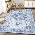 Bloom Rugs Washable Non-Slip 3' x 5' Rug - Gray/Blue Traditional Medallion Area Rug for Living Room, Bedroom, Dining Room, and Kitchen - Exact Size: 3' x 5'