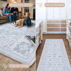 Fame Living Beige Oushak Rug, Modern, Vintage, Turkish, Eclectic, Floral, Pastel, Washable, Large Area Rugs for Living Room, Dining, Bedroom, Girls, Boys, 7'5''x9'8''