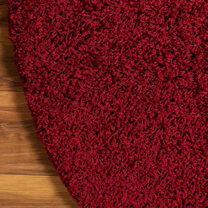 Unique Loom Solid Shag Collection Area Rug (8' Round, Cherry Red)