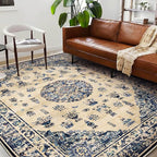 Area Rug 6'x9' Washable Vintage Traditional Floor Cover Thin Retro Kitchen Indoor Distressed Non Slip Carpet for Living Room Bedroom Dining Room