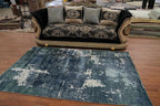 Rug Source Modern Collection, 5x8 Rug, Hand Knotted Navy Blue & Blues All-Over Rug, Oriental Viscose Silk Carpet for Foyer, Entryway and Hallway