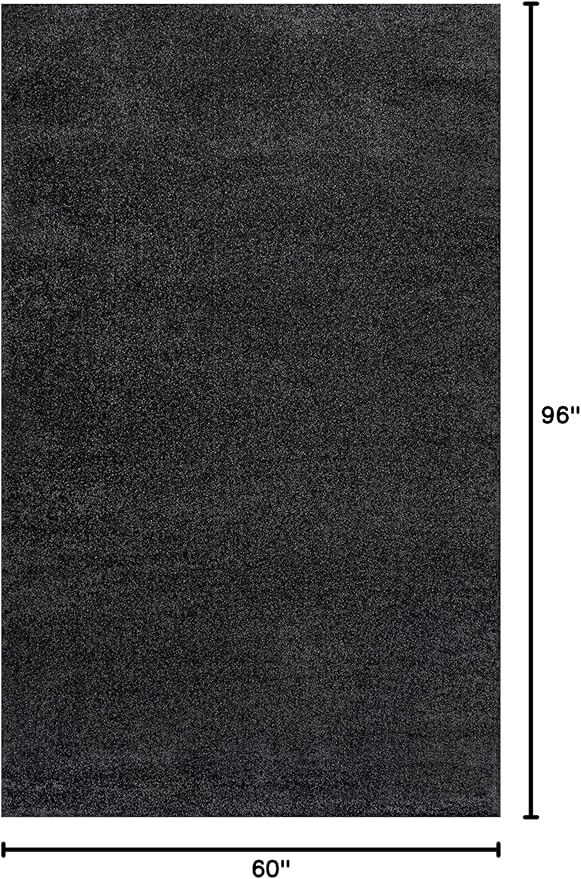 Eyely UES100I-5 Supersoft Haze Solid Low-Pile Indoor Area Rug Casual;Contemporary;Solid;Traditional, Bedroom, Kitchen, Living Room, Easy-Cleaning, Non-Shedding, 5 X 8, Black