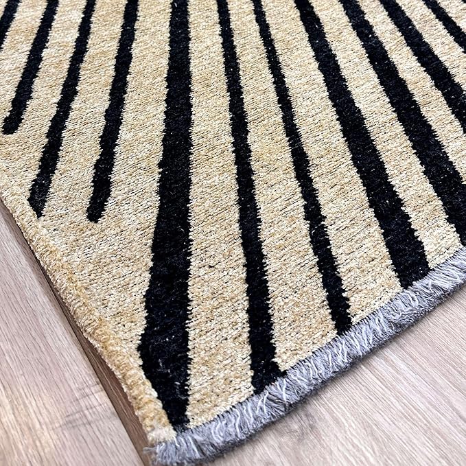 Alfa Rich 3x5 Geometric Beige Black Washable Area Rugs for Living Room Bedroom Kitchen Cotton Runner