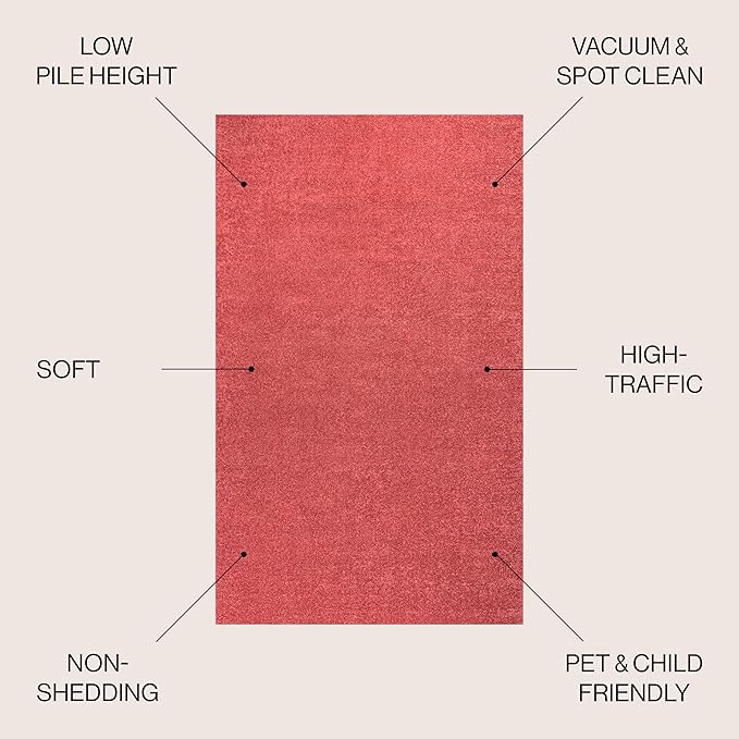 JONATHAN Y Haze Solid Low-Pile Red 9x9 Square Indoor Area Rug, Coastal,Bohemian,Minimalist,Classic, Easy-Cleaning for Living Room,Bedroom,Kitchen,Pet Friendly,Non-Shedding (SEU100E-9SQ)