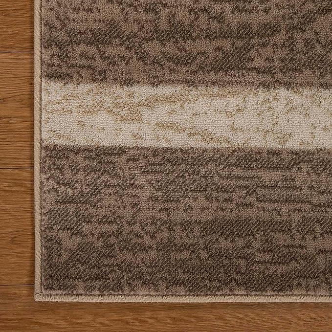 Superior Indoor Area Rug, Jute Backing, Plush Modern Rugs for Entryway, Kitchen Floors, Office Floor Cover, Color Block Rugs, Rockwood Collection, 2' x 3', Beige