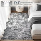 Area Rug Living Room Rugs - 4x6 Large Soft Indoor Neutral Modern Abstract Low Pile Washable Rug Carpet for Bedroom Dining Room Farmhouse Home Office - Grey