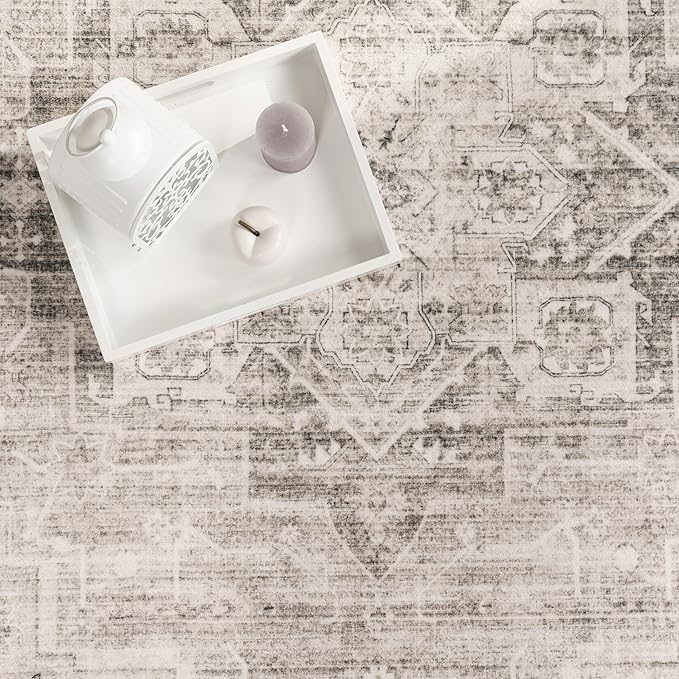 Paco Home Area Rug Modern Oriental Design in Vintage Look in Beige, Size: 5'3" x 7'3"