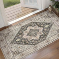 Kitchen Rugs 2x4 Washable Rug for Entryway Vintage Non Slip Small Rugs Front Door Mat Indoor Entrance, Print Distressed Throw Rug Grey Soft Low Pile Rugs Small Carpet for Entry Bedroom Bathroom