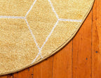 Unique Loom Trellis Frieze Collection Area Rug - Geometric (5' 1" Round Yellow/Ivory)