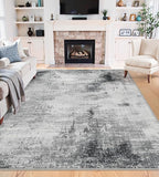 8x10 Area Rugs Machine Washable - Modern Abstract Large Rugs for Living Room Soft Anti-Skid Thin Carpet for Bedroom, Under Dining Table, Nursery, Farmhouse,Home Office (8'x10' Dark Grey)