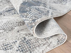 Adel Modern Area Rug for Living Room, 4x6 Rustic Distressed Abstract Blue Rug, Medium Pile Stain Resistant Carpet for Bedroom, Dining Room or Kitchen (4' x 6', Blue)