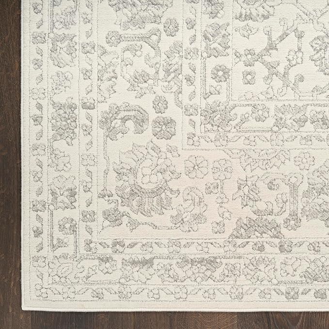 Nourison Home Grace Grey 7'10" x 9'10" Area Rug - Easy Clean, Non Shedding, Bed Room, Living Room, Dining Room, Kitchen (8' x 10')
