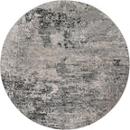 Rugs.com Leipzig Collection Rug – 8 Ft Round Gray Low-Pile Rug Perfect for Kitchens, Dining Rooms