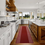 Custom Made Runner Rug for Kitchen Foyer Hallway Entry Choose Your Length 26 Inch Wide Geometric Checkered Design Red Color (39 feet x 26 inch)