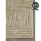 FH Home Flat Woven Outdoor Rug - Waterproof, Easy to Clean, Stain Resistant - Premium Polypropylene Yarn - Modern Geometric - Patio, Deck, Porch, Balcony - Budapest - Beige - 2ft 7in x 4ft 11in