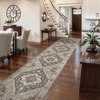 Tangsoo Hallway Runner Rug 2.6x12 Washable Runner Rug for Hallways, Non Slip Vintage Soft Low Pile Long Rug Runner, Print Distressed Carpet Runners for Kitchen Bedroom Entryway Bathroom Living Room