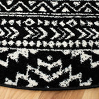 SAFAVIEH Tulum Collection Area Rug - 6'7" Round, Black & Ivory, Moroccan Boho Tribal Design, Non-Shedding & Easy to Clean, Ideal for Living Room, Bedroom, Dining Space (TUL272Z)