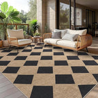 Checkered Easy Jute Rug 5x7 Outdoor Patio Rug Washable Area Rugs for Living Room Bedroom Non Slip Neutral Farmhouse Indoor Outdoor Carpet for Backyard Patio Office