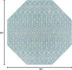 Unique Loom Outdoor Trellis Collection Area Rug - Tribal Trellis (7' 10" Octagon, Aqua/ Ivory)