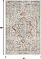 Nourison Home Astra Machine Washable Traditional Grey/Multi 2'2" x 4' Area Rug, Easy Clean, Non Shedding, Bed Room, Living Room, Dining Room, Kitchen (2x4)