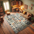 Ambesonne Bohemian Decorative Rug, Retro Mid Century Inspired Abstract Patterns on Ivory Background, Quality Carpet for Bedroom Dorm and Living Room, 2' x 5', Dark Orange and Reseda Green